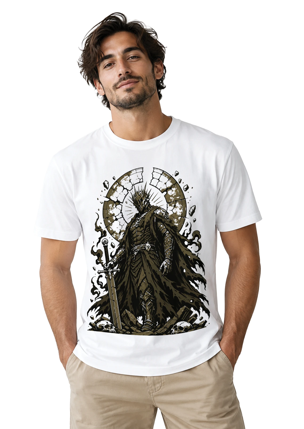 The Forged dark fantasy warrior graphic tee by Le Kova